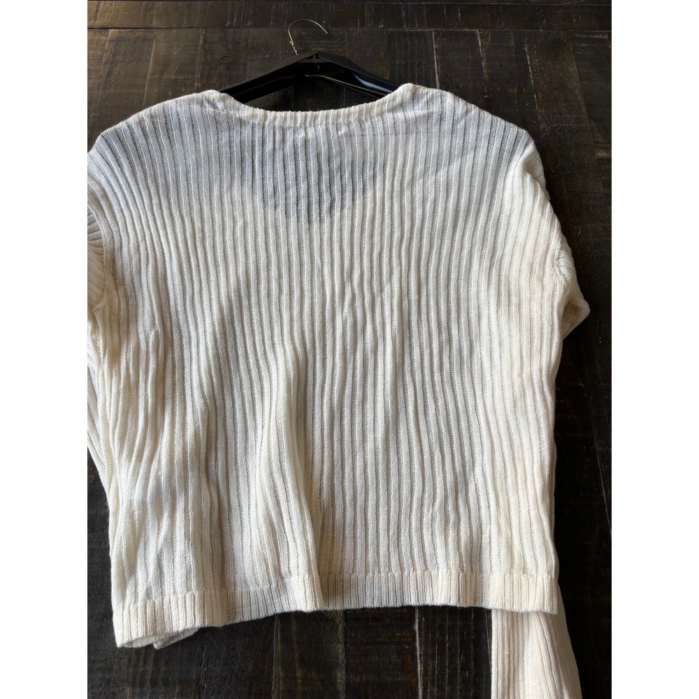 Calvin Klein Jeans Womens Ribbed V-Neck Sweater Cream Off White CK Logo NWT Smal - Picture 6 of 10